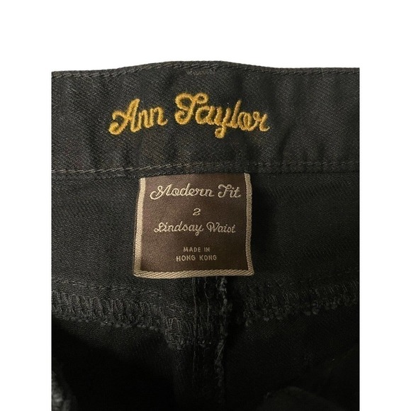 Ann Taylor Womens Black Pants 2 Lindsay Waist Modern Fit Cropped Ankle Zip - Picture 9 of 9